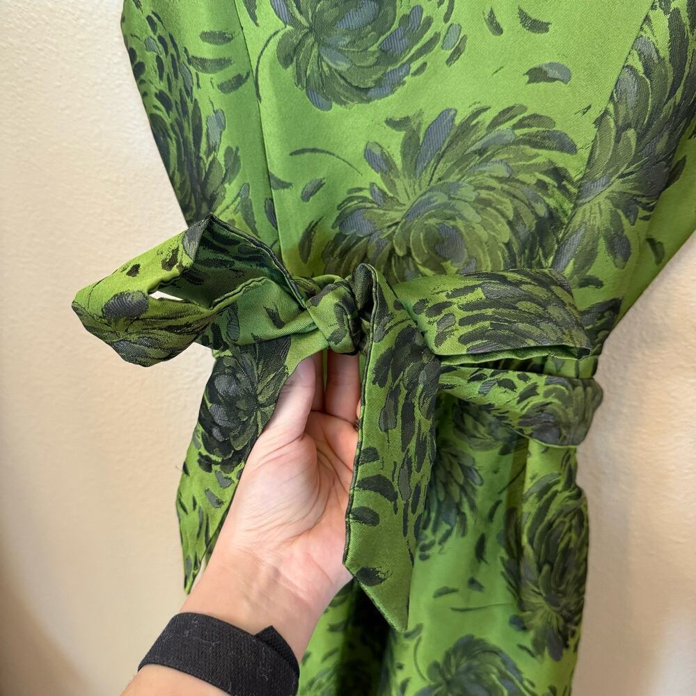Anthropologie Eva Franco Retro Green Floral Fit and Flare Womens sz 6 Waist Belt - Picture 8 of 13